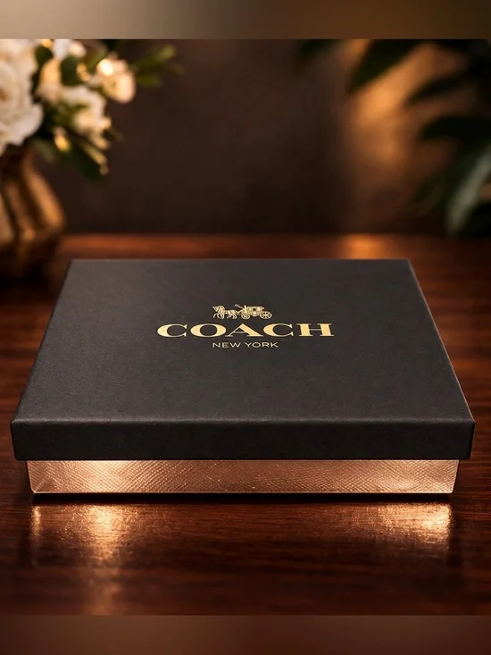 Coach Boxed Corner Zip Wristlet Brown Black Metallic Platinum NIB / NWT - Picture 4 of 6